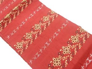 横段に抽象模様織出し名古屋帯